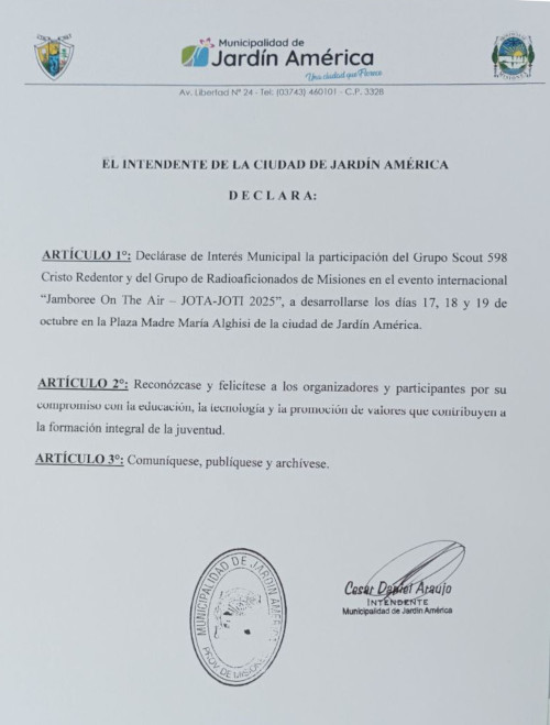 Declaración de interés municipal
